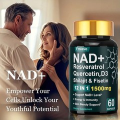 NAD+ Supplement Premium Nicotinamide Riboside & Resveratrol 1500mg, DNA Repair