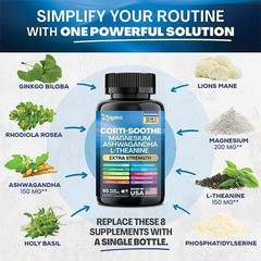 Zoyava Corti-Soothe Magnesium,Ashwagandha,L-Theanine – Supports Cortisol Balance