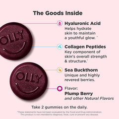 OLLY Glowing Skin Gummy, Collagen, Hyaluronic Acid, Sea Buckthorn, 50 Count