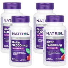 Natrol Biotin (10,000 mcg) Fast Dissolve Strawberry 60 Tablets Each (Pack of 4)
