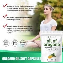 2Packs 2-in-1 Oil of Oregano & Black Seed Oil 6000mg Softgels with Carvacrol