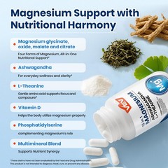 VEV Deep Calm 15 in 1 Magnesium Glycinate & 60 Count (Pack of 1), Green