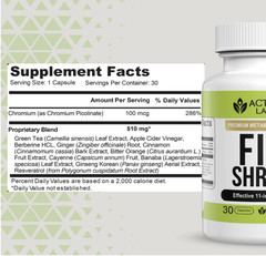 Weight Loss Support Fit Shred Metabolic Boost w/ Apple Cider Vinegar Resveratrol