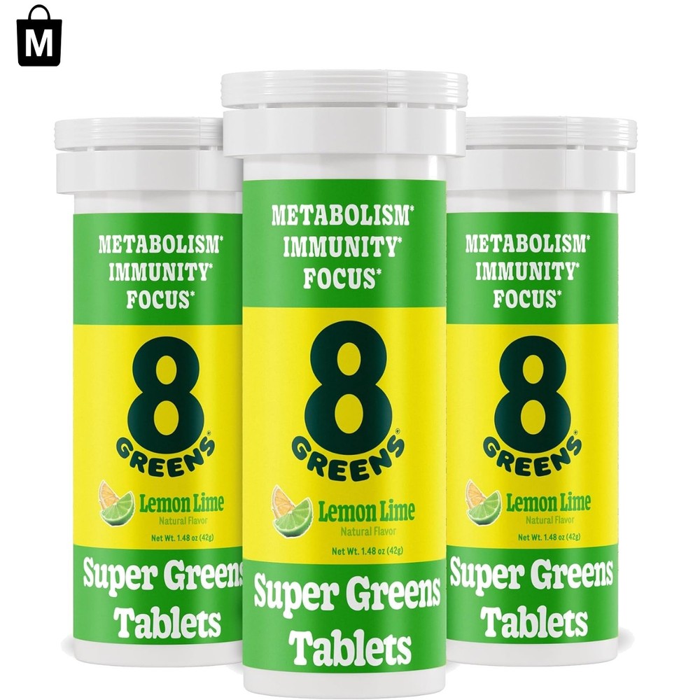 30 Count Lemon Lime Daily Greens Effervescent Tablets | Immunity & Energy Boost