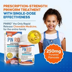– Pinworm Medicine for Family 2+, Bubble Gum Chewable Tablets (12 Doses) – 25…