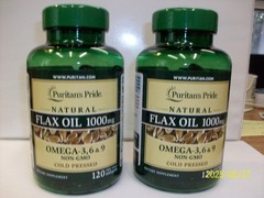 Flaxseed Oil Natura/Organic 1,000 mg Omega 3-6-9 (2 Btls.) 120 Softgels