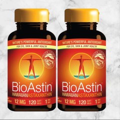 NEW BioAstin Hawaiian Astaxanthin 12 mg., 2 x 120 Soft Gels Exp 2027