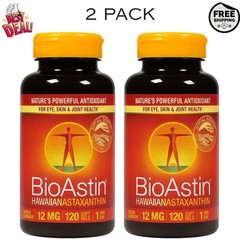 BioAstin Hawaiian Astaxanthin 12 mg – 120 Softgels | Exp 10/2027 (2 Pack)