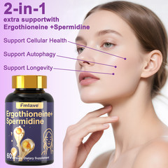 L-Ergothioneine 25 mg Spermidine Supplement for Longevity & Cellular 60 Veg Caps