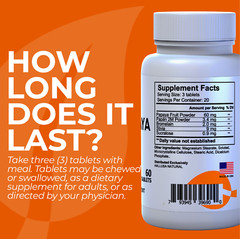 PAPAYA Enzymes – Digestive Health – Bloating and Heartburn – 60 Tab