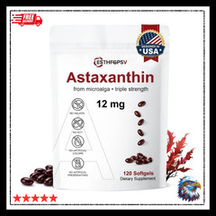 Astaxanthin 12mg 120 Softgels, 4 Month Supply,Triple Strength,Non-GMO,Eye Health