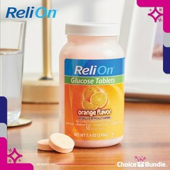 ReliOn Glucose Tablets Orange 50 Ct Each + Pill Container Guide 4 Pack