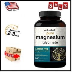 NatureBell Pure Magnesium Glycinate 1,000 mg, 240 240 Count (Pack of 1)