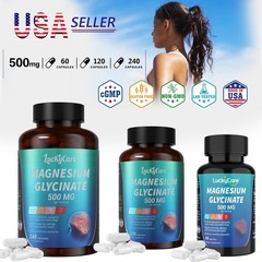 Magnesium Glycinate 500mg 240 Capsules For Sleep Stress Relief Support Bone Lot