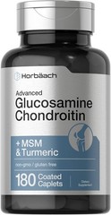Glucosamine Chondroitin plus MSM & Turmeric | 180 Caplets Non-GMO | by Horbaach