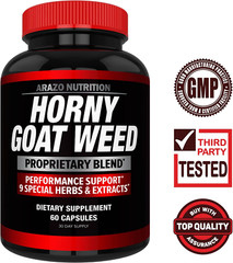 Arazo Nutrition Horny Goat Weed Extract with Maca Root, Ginseng, Muira Puama and