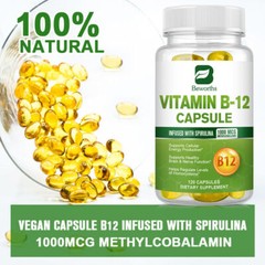 120 Capsules Vitamin B12 1000mcg,High Absorption Vitamin B-12 Energy Support