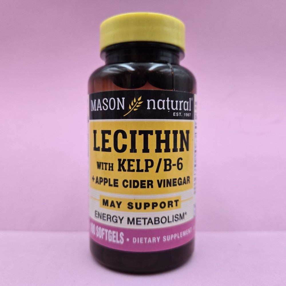Lecithin w/Kelp/B-6 + Apple Cider Vinegar, 100 Softgels, Mason Naturals GF