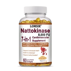 Nattokinase 8,000 FU, 7-in-1 Cardiovascular Supplement with CoQ10, Bromelain, T