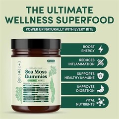 16-in-1 Organic Sea Moss Gummy Irishmoss Extract 6000Mg | Green Apple Flavor US