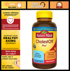 Cholesterol Support Supplement, 100 Softgels | Heart Health, 25-Day Supply