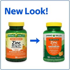 Spring Valley Fast Dissolve Zinc with Vitamin C Orange Tablets 150 Count