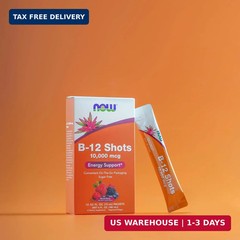 NOW Foods B-12 10,000mcg Shots 0.5 ounce 12 Count Box Mixed Berry