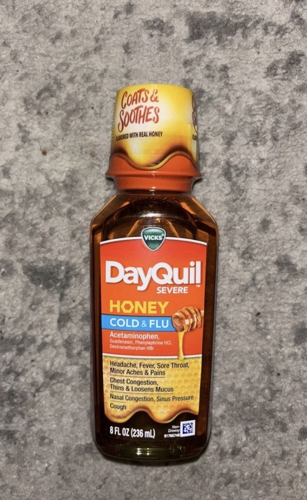 Vicks DayQuil honey Cold and Flu Liquid, Daytime Cold Ex 04/27