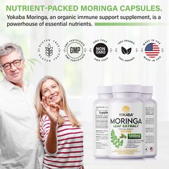 250 Capsules Moringa Oleifera Leaf Powder 5000mg – Organic Herbal Extract YOKABA
