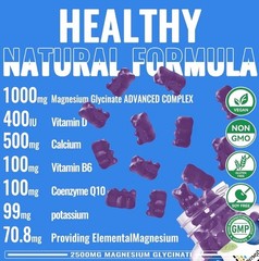 Magnesium Glycinate Gummies 2500mg – Sugar Free Magnesium Potassium Supplement w