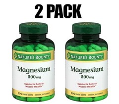 Magnesium 500mg Value Size, 2 PACK, 200 Tablets each 400 total! Nature’s Bounty
