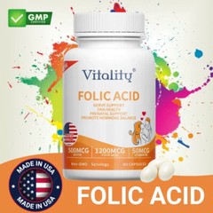 Folic Acid (Vitamin B9) 60 Capsules – Gluten Free & Non-GMO