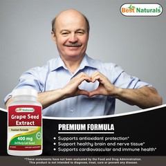 3 Pack Best Naturals, Grape Seed Extract 400 mg 60 Vcaps *Cardiovascular Health*
