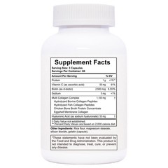 Multi Collagen 120 Capsule Supplement for Women Men Type I, II, III, V, X US