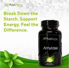 PuraDyme Amylase Digestive Enzymes – Plant-Based, Vegan, Non-GMO (180 Caps)