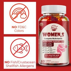 Organic Multivitamins For Women,Whole Food,Daily Vitamin Supplement, 60 Gummies