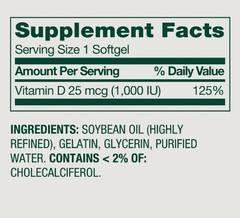 Spring Valley Vitamin D3 Softgels 25 mcg 1,000 IU 450 Count