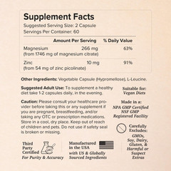 Potent & Pure Magnesium & Zinc Complex – Fully Reacted 120 Count (Pack of 1)