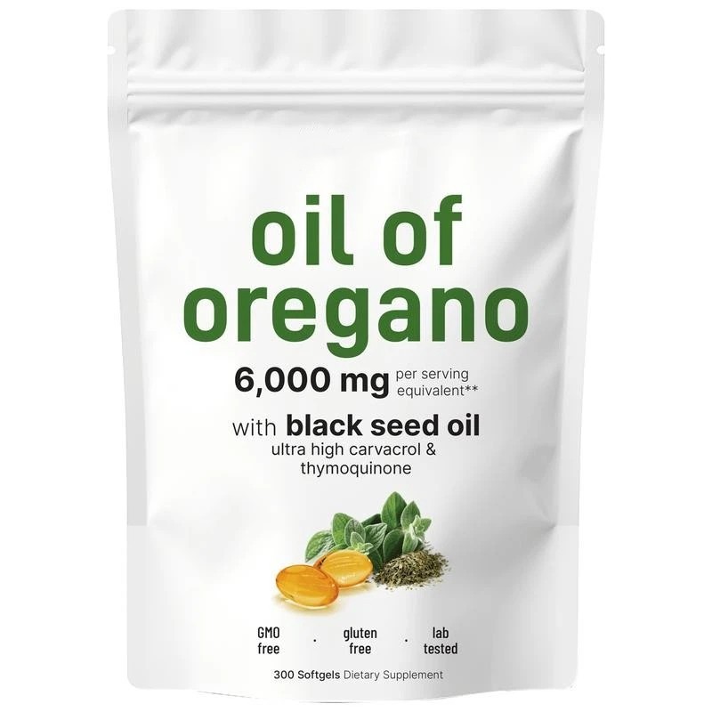 Support 1PCS 2 in 1 Oil of Oregano & Black Seed Softgels Count Carvacrol,Immune
