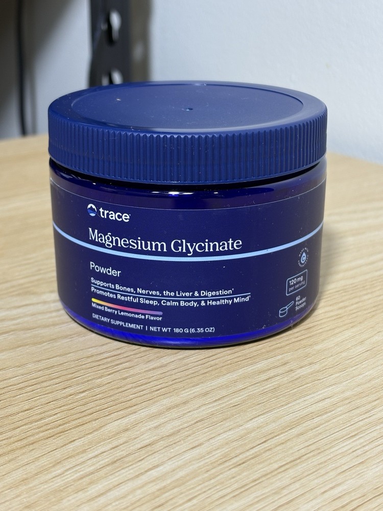 Trace Minerals Magnesium Glycinate Powder Mixed Berry Lemonade 180g 60 Scoops