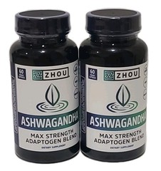 2 × ZHOU Nutrition ASHWAGANDHA • Max Strength Adaptogen Blend 60 CAPSULES – 5/28