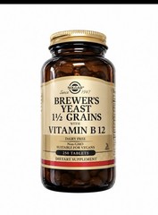 Solgar Brewer’s Yeast 1½ Grains w/Vitamin B12 250 Tablets Exp 05/2027 Vegan