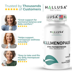 HALLMENOPAUS – Herbal Menopause Relief – Hot Flashes & Night Sweats – 30 Cap