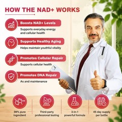 ZOOONE 1000mg NAD+ Berry Drink Mix 30 Pack Anti-Aging Energy Focus Support