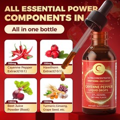 Cayenne Pepper Supplement Liquid Drops Natural Metabolism & Energy Support