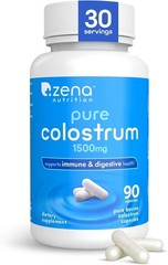 Zena Nutrition Pure Colostrum Capsules, 1500mg Supplement, Grass Fed Colostrum