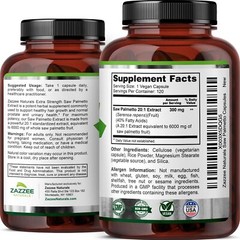 Zazzee Extra Strength Saw Palmetto 201 Extract 6000 mg Strength 40% Fatty Aci…