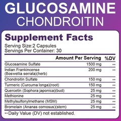 Glucosamine Chondroitin Turmeric MSM Triple Strength Joint Support 2100mg