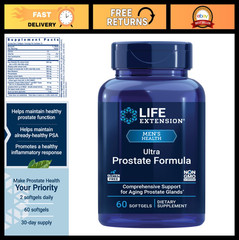 Ultra Prostate Formula with Saw Palmetto & Lycopene – 60 Capsules for Men’s Heal