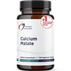 Designs for Health Calcium Malate 500mg + Vitamin D3 Bone Support 120 Capsules